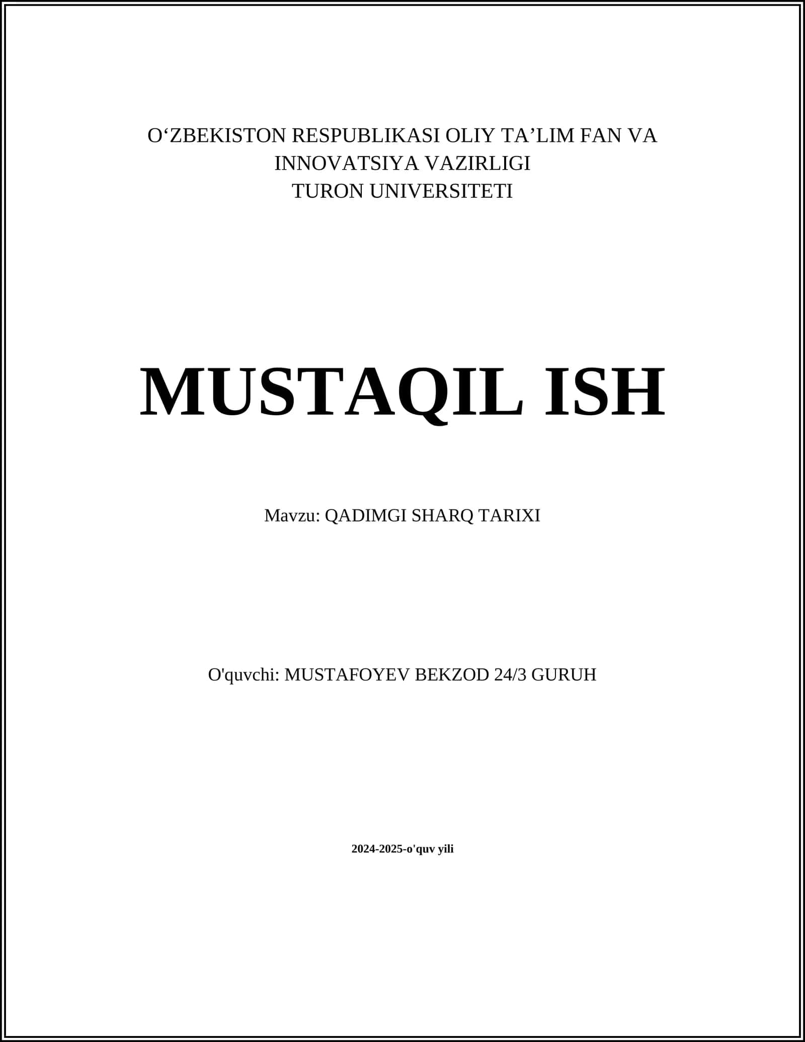 QADIMGI SHARQ TARIXI