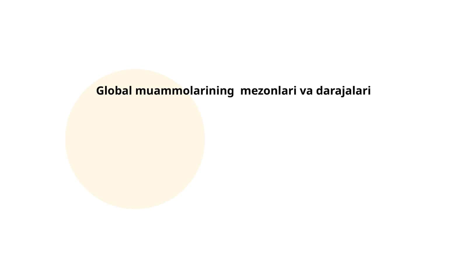 Global muammolarining mezonlari va darajalari