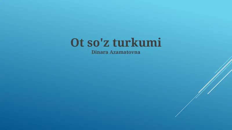 Ot so'z turkumi