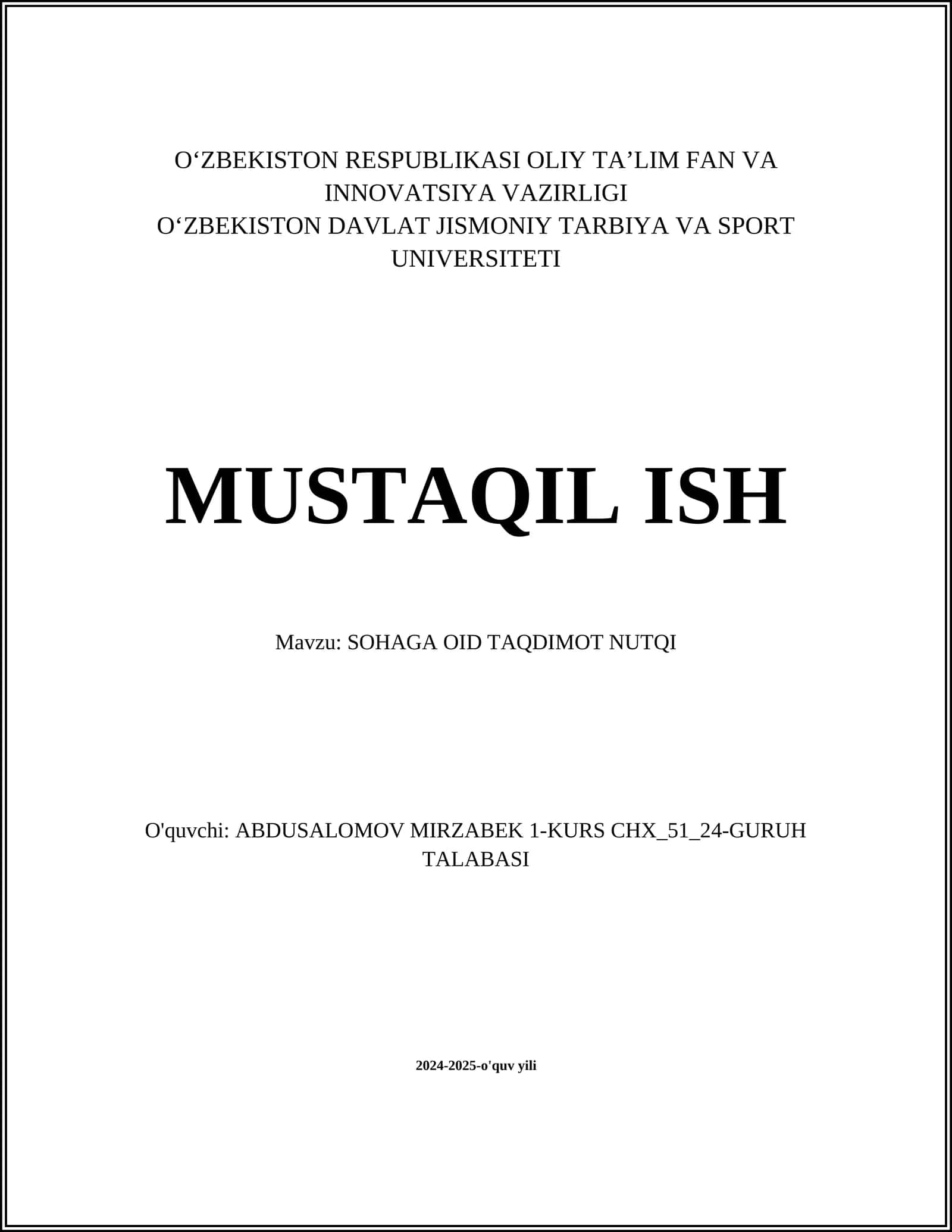 SOHAGA OID TAQDIMOT NUTQI