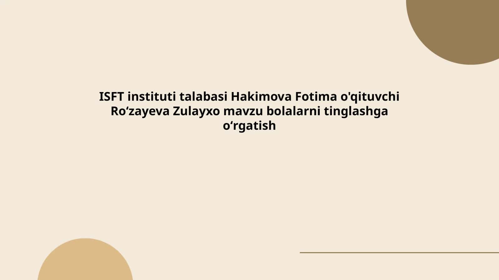 bolalarni tinglashga oʻrgatish