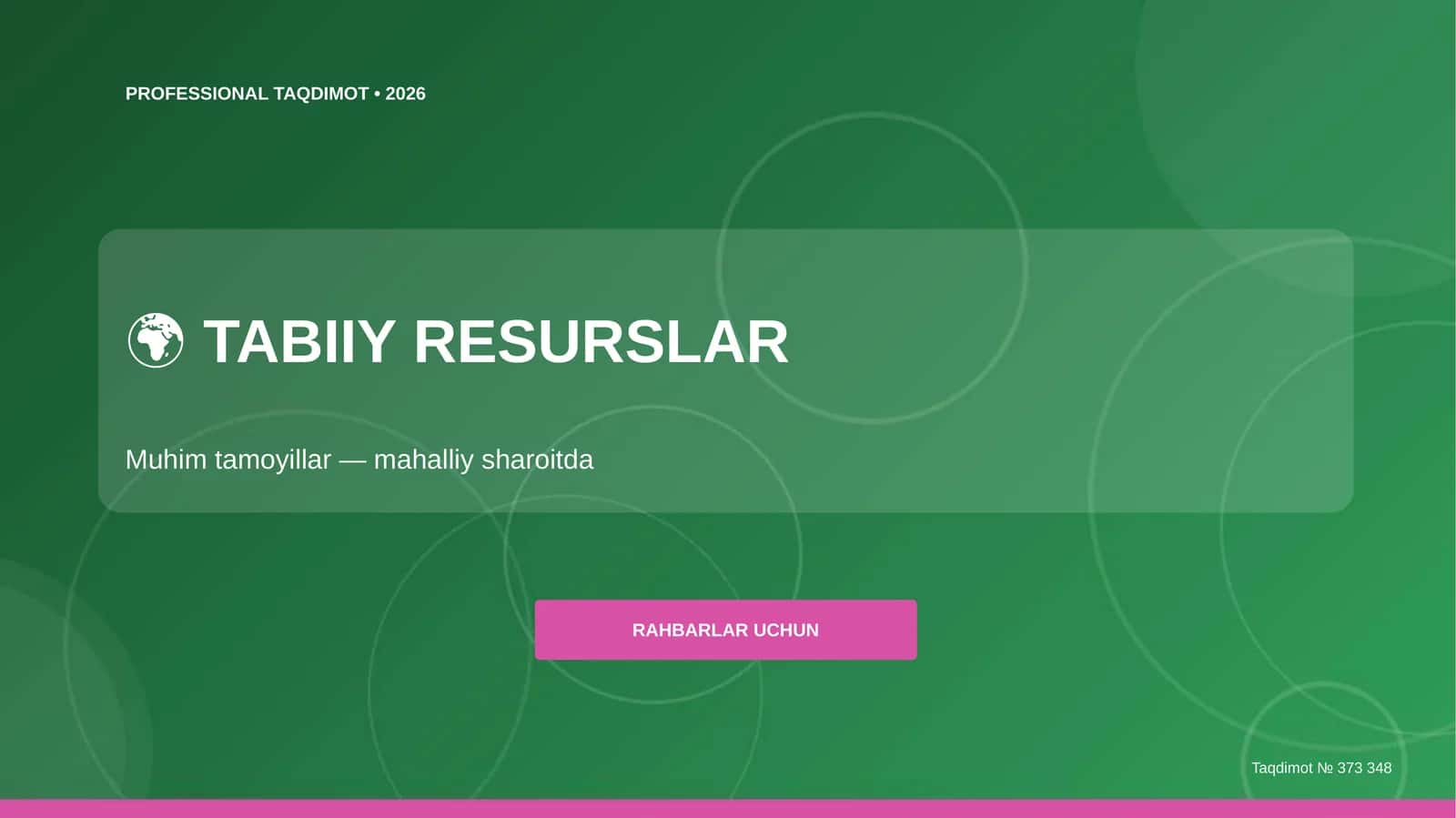 Tabiiy Resurslar: Muhim Tamoyillar