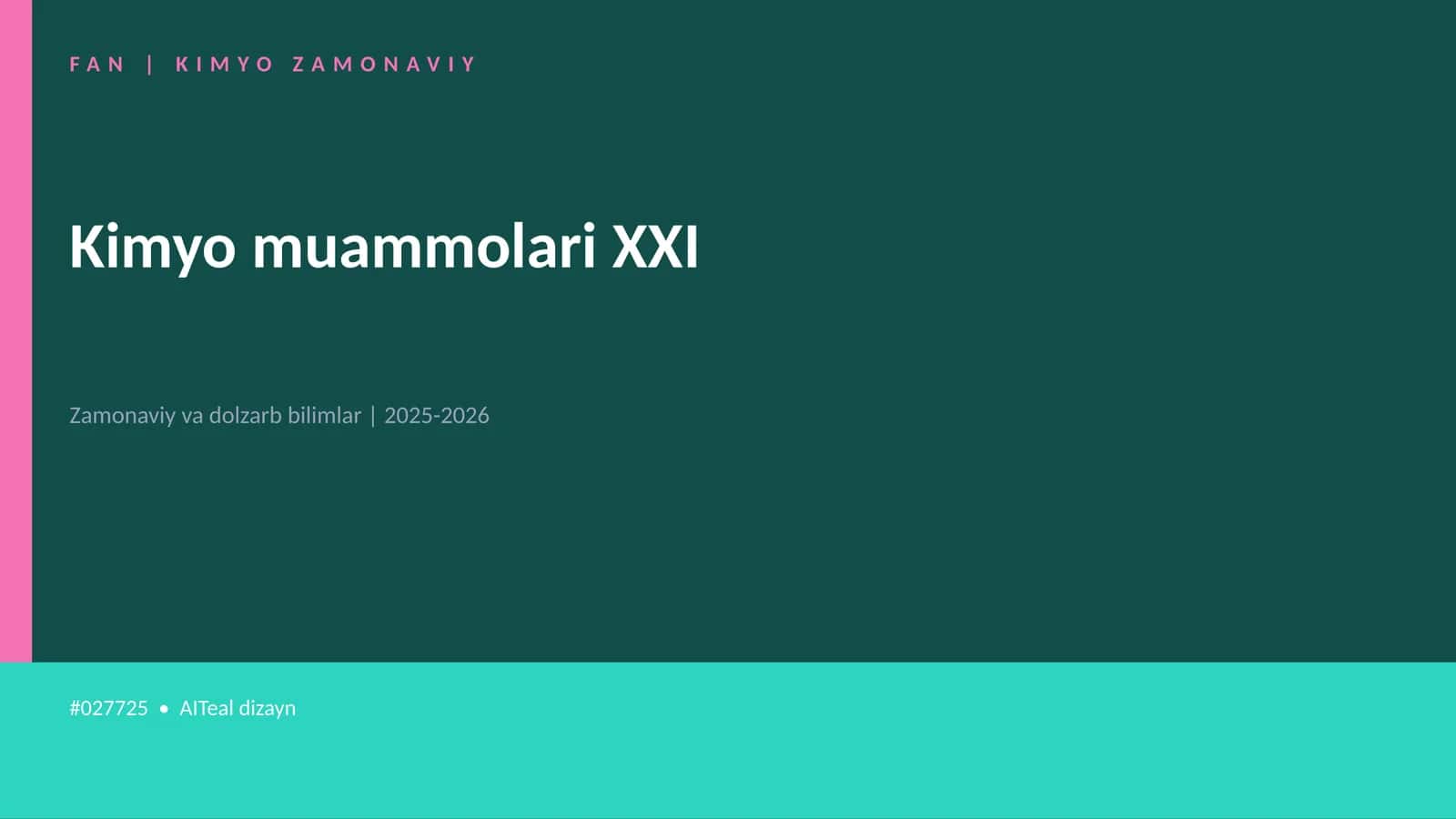 Kimyo muammolari XXI