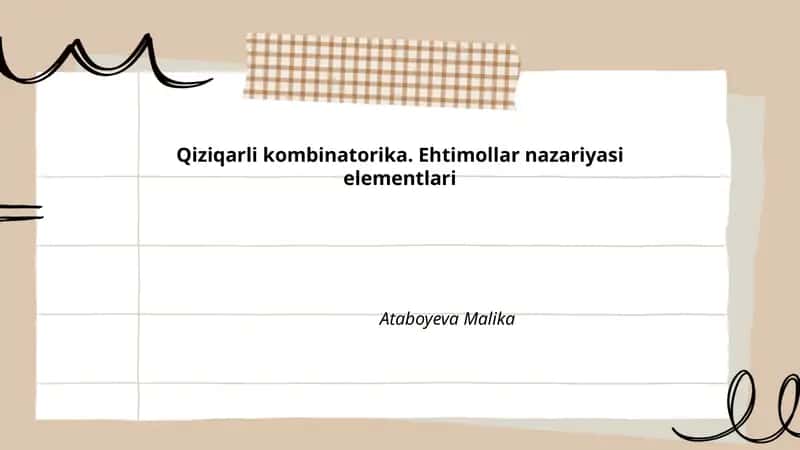 Qiziqarli kombinatorika. Ehtimollar nazariyasi elementlari