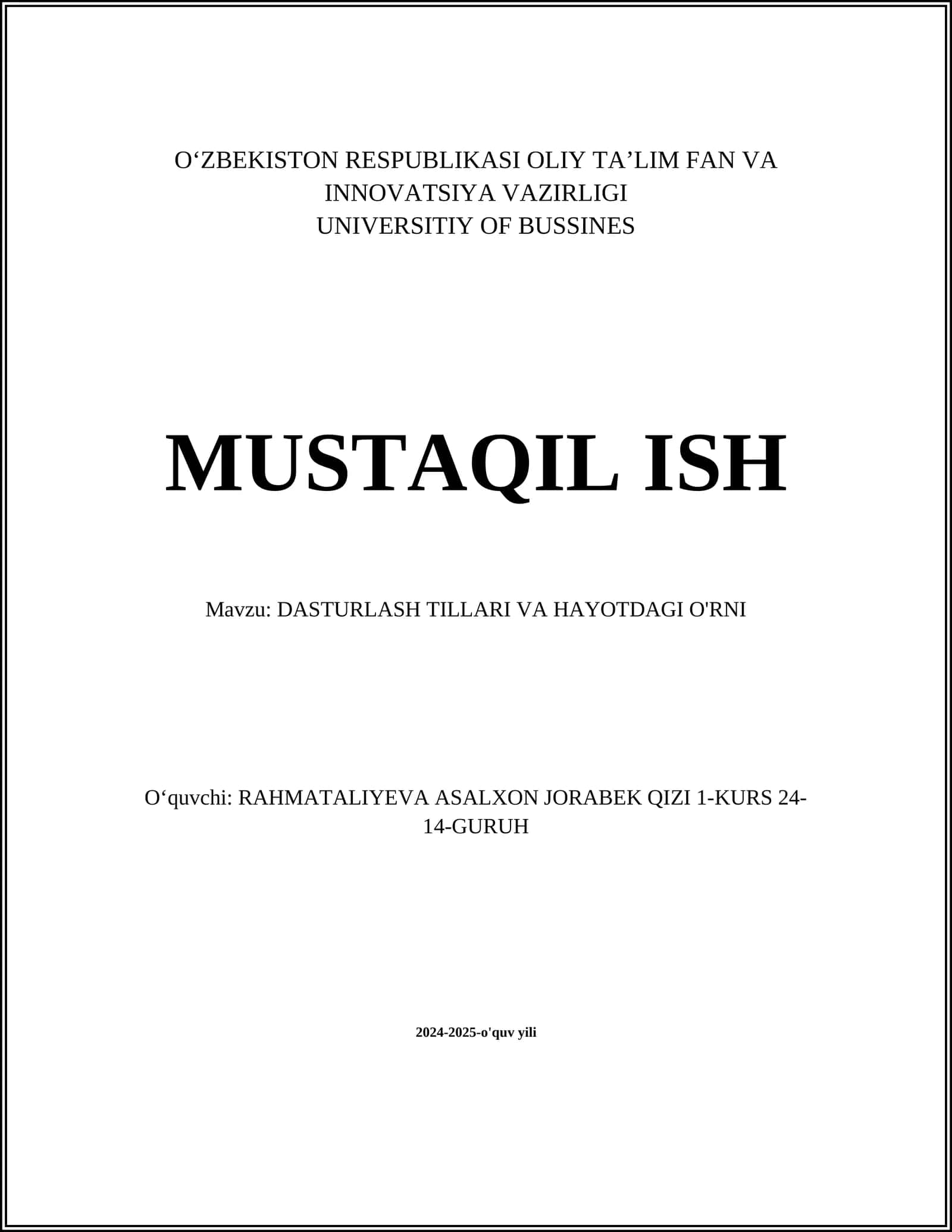 Dasturlash Tillari va Hayotdagi O'rni