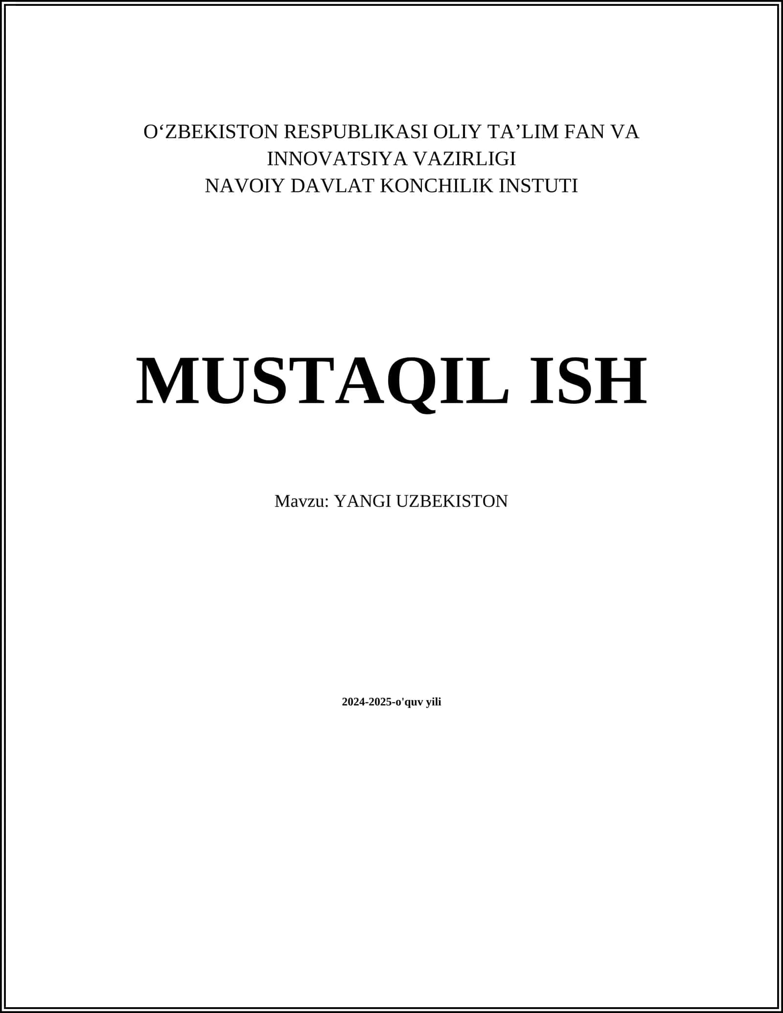 YANGI UZBEKISTON 2024-2025-o'quv yili