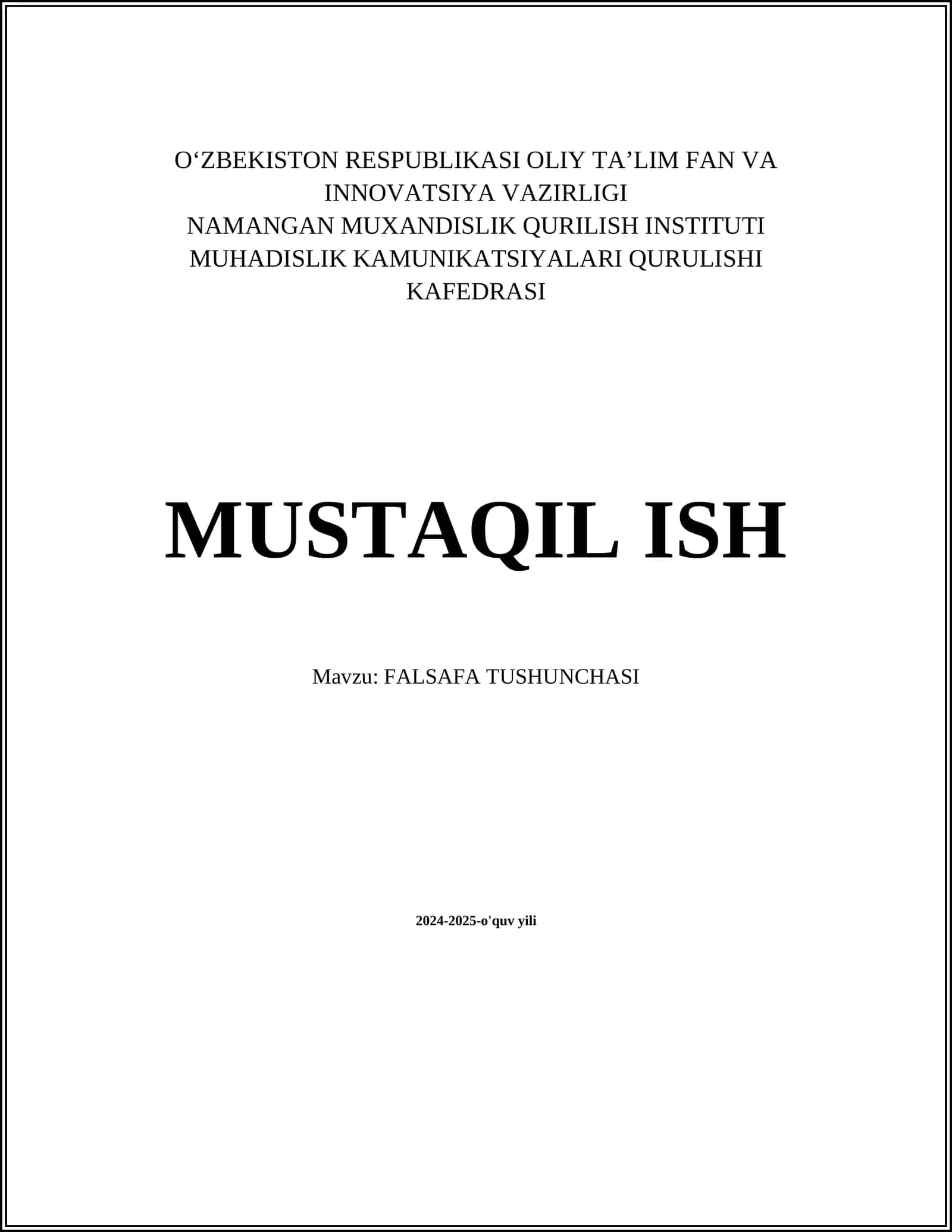 FALSAFA TUSHUNCHASI