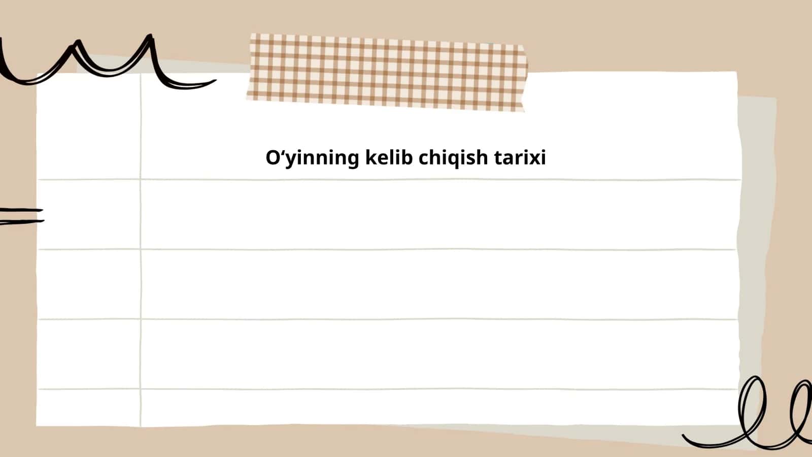 Oʻyinning kelib chiqish tarixi