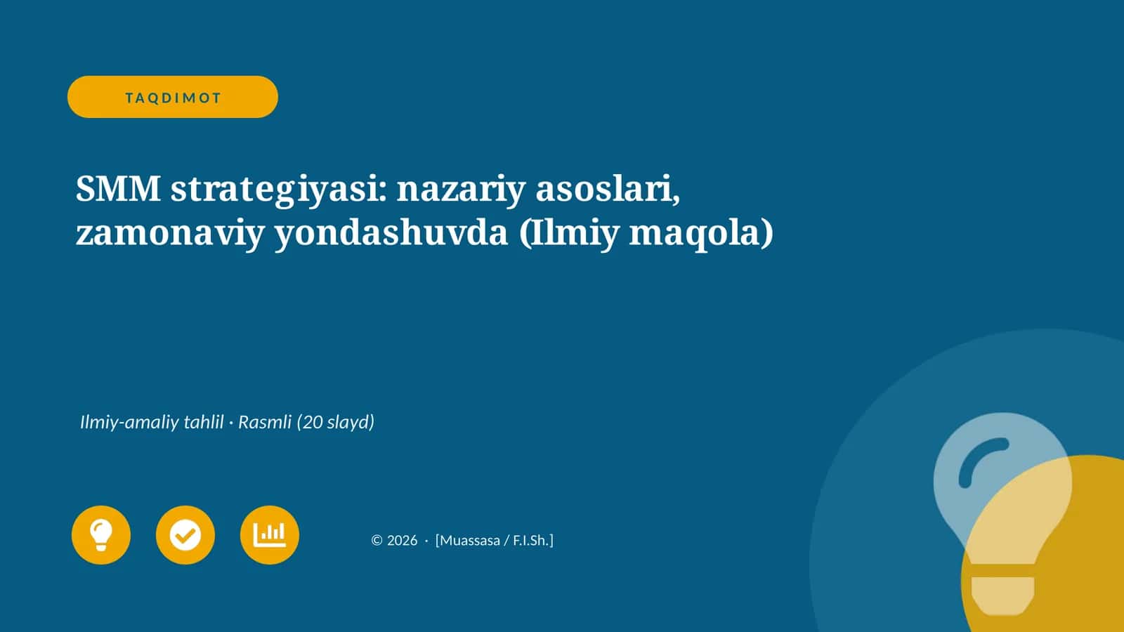 SMM strategiyasi: nazariy asoslari, zamonaviy yondashuvda (Ilmiy maqola)