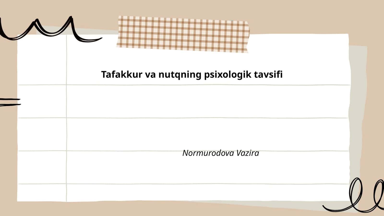 Tafakkur va nutqning psixologik tavsifi