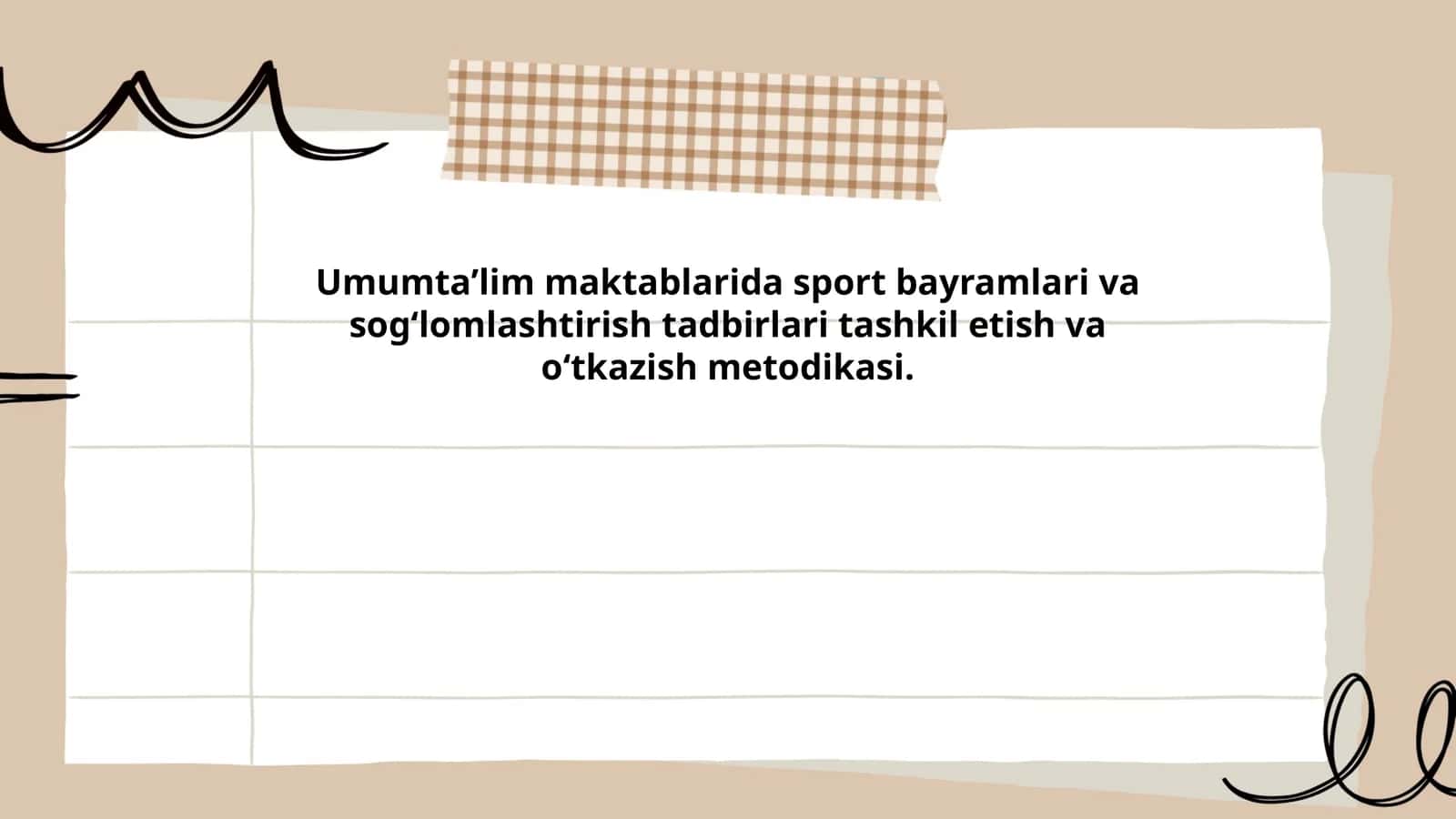 Umumta’lim maktablarida sport bayramlari va sog‘lomlashtirish tadbirlari tashkil etish va о‘tkazish metodikasi