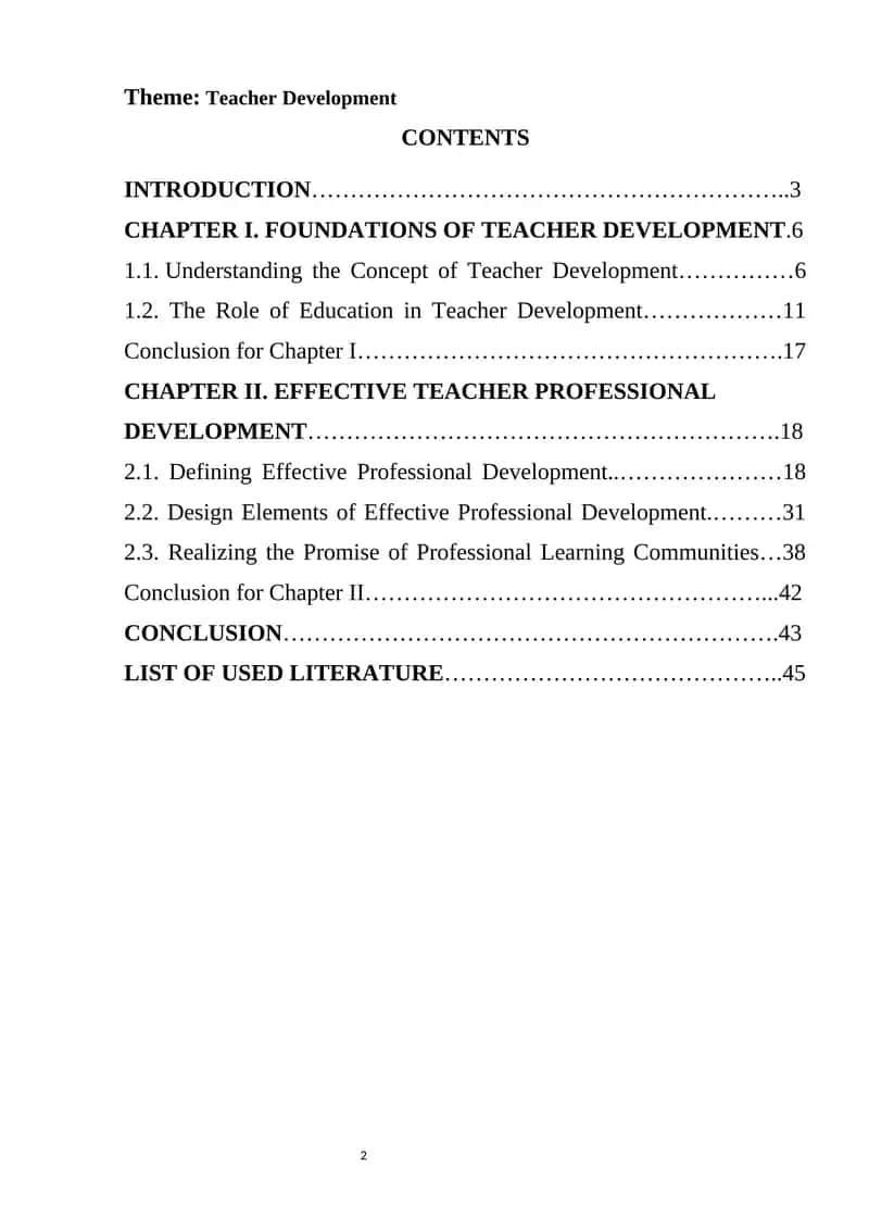Teacher Development Course