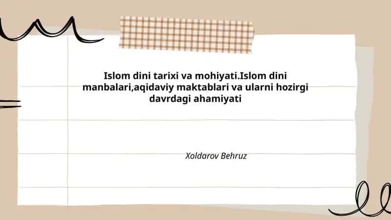 Islom dini tarixi va mohiyati