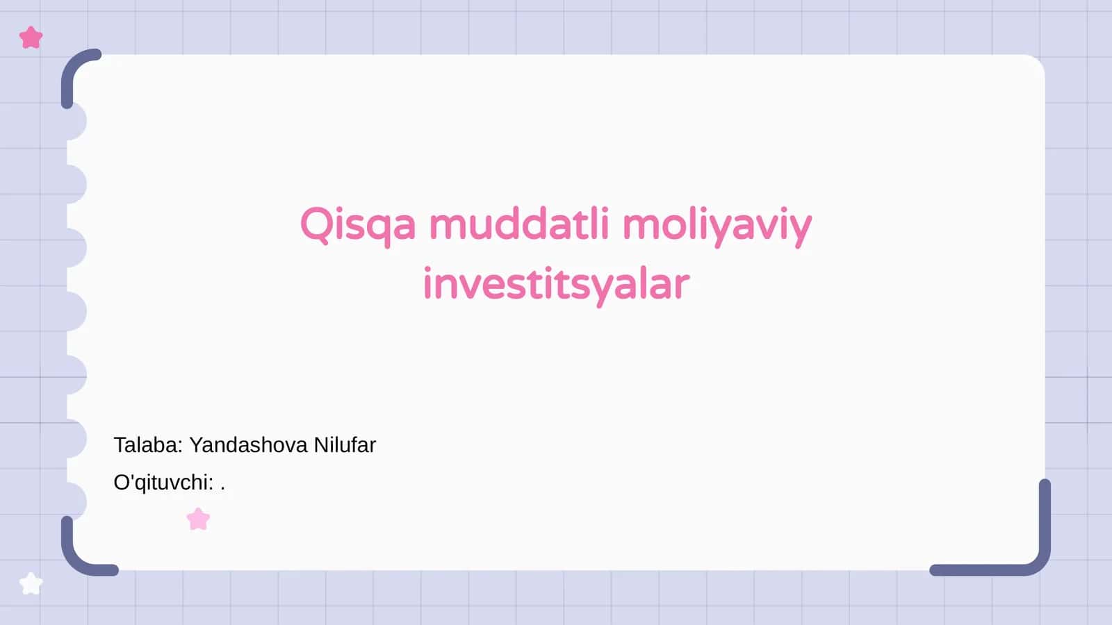 Qisqa muddatli moliyaviy investitsyalar