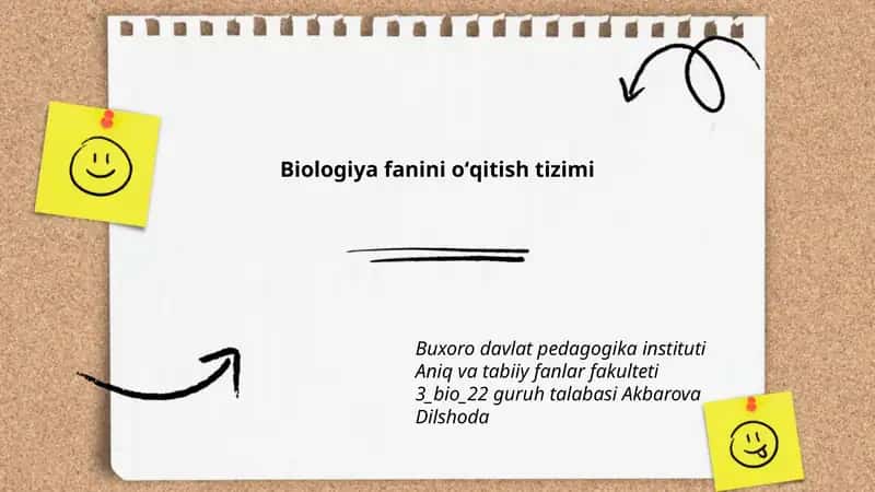 Biologiya fanini oʻqitish tizimi