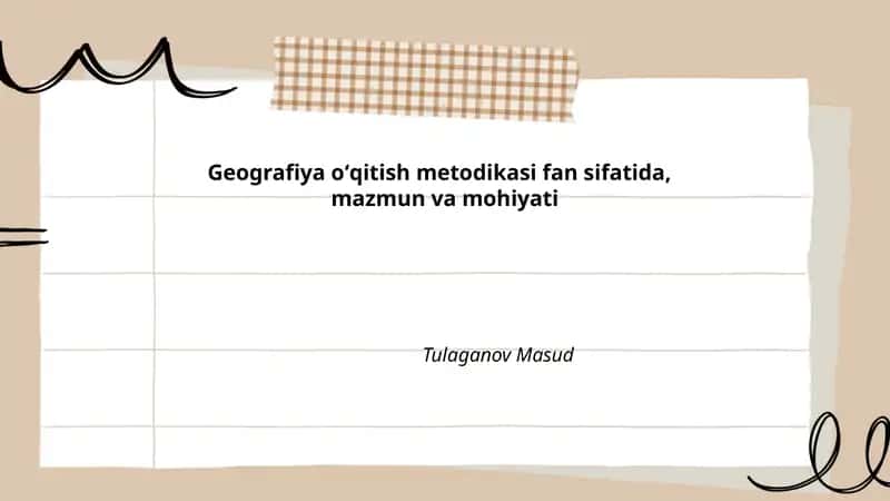 Geografiya oʻqitish metodikasi