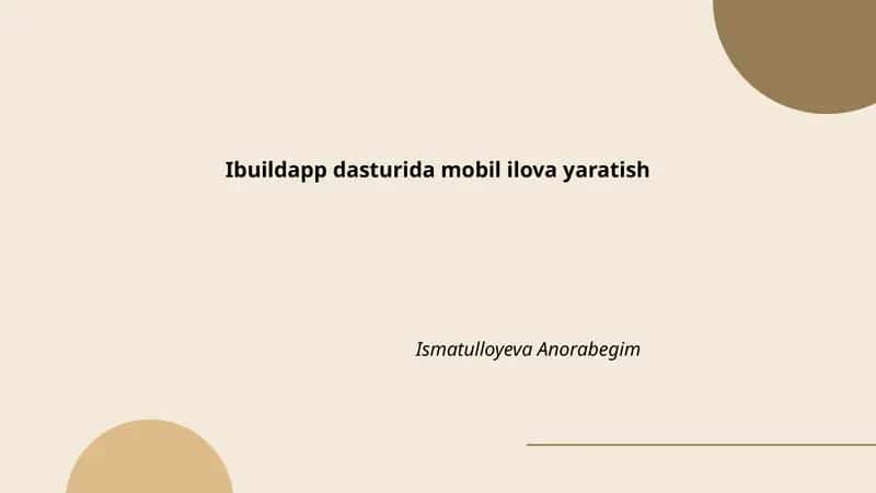 Ibuildapp dasturida mobil ilova yaratish