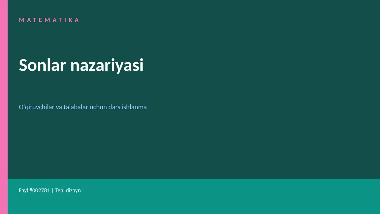 Matematika: Sonlar nazariyasi