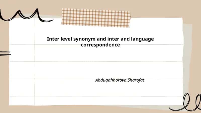 Inter level synonym and inter and language correspondence