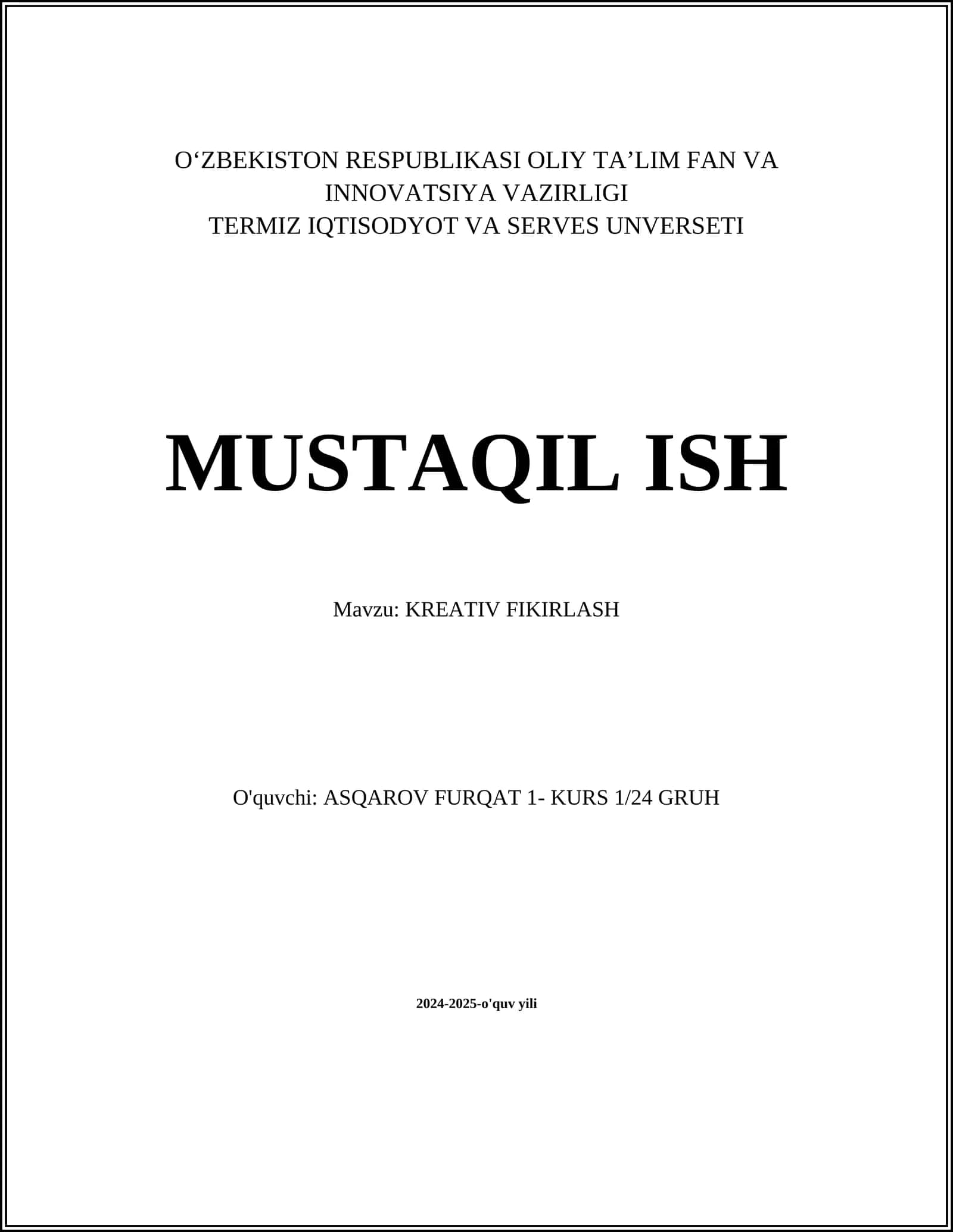 KREATIV FIKIRLASH