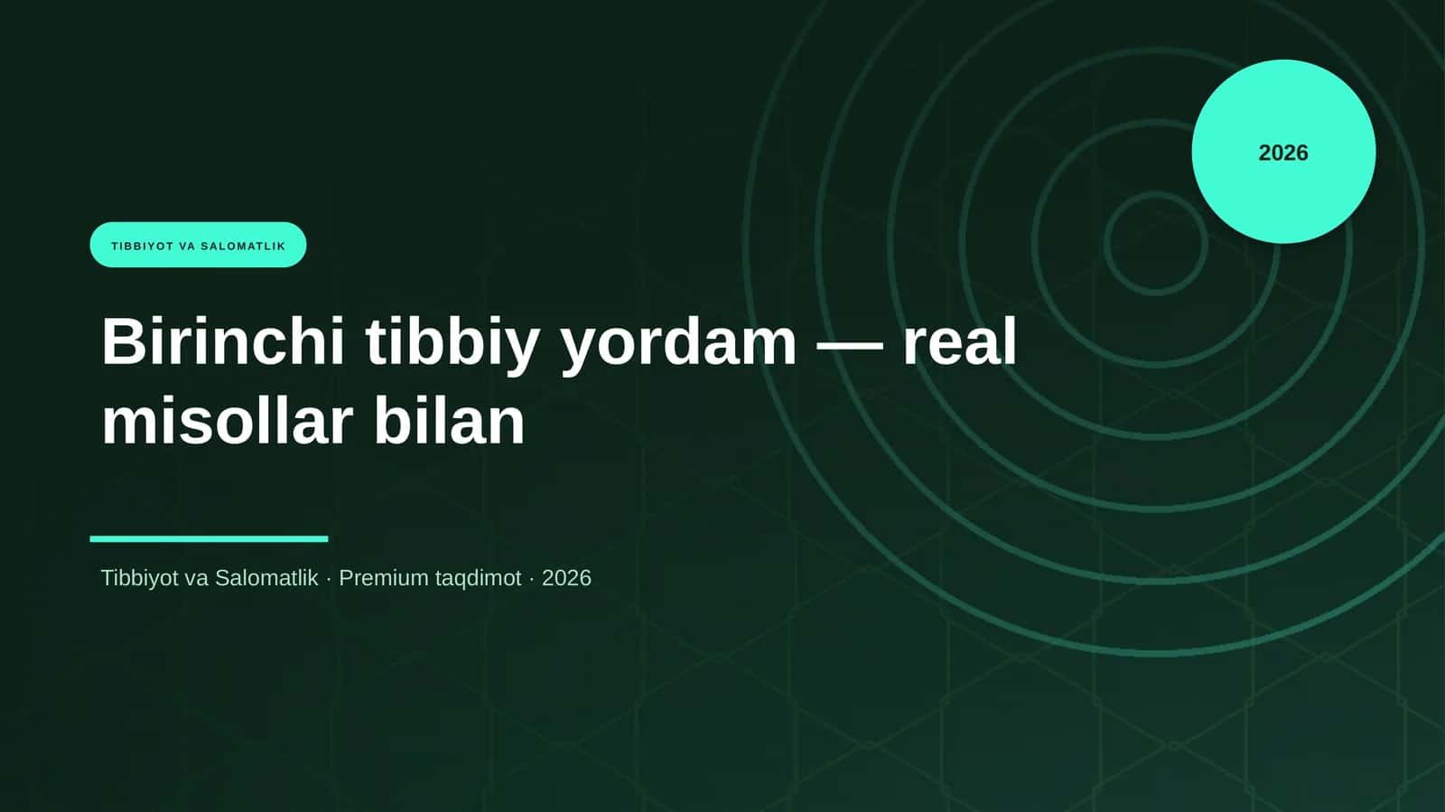 Birinchi tibbiy yordam — real misollar bilan