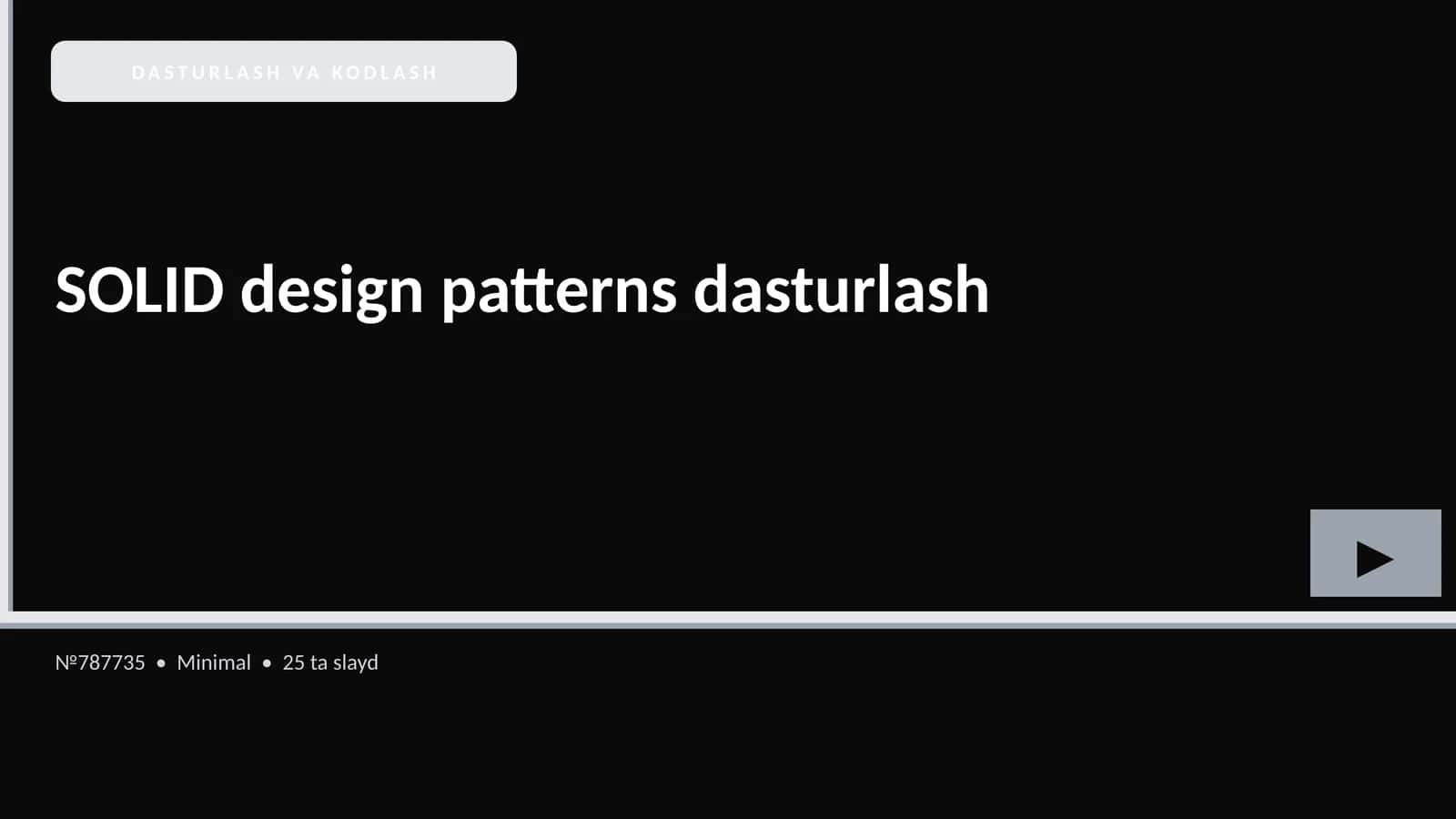 SOLID design patterns dasturlash