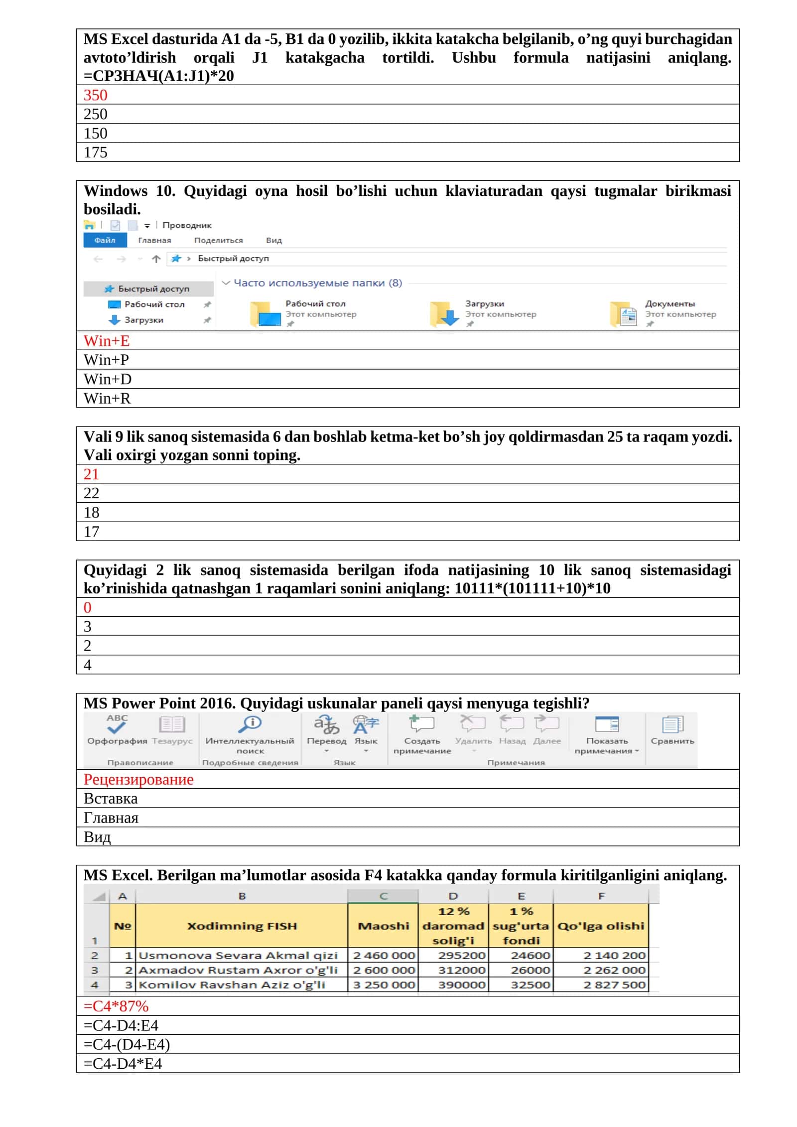 MS Excel dasturi