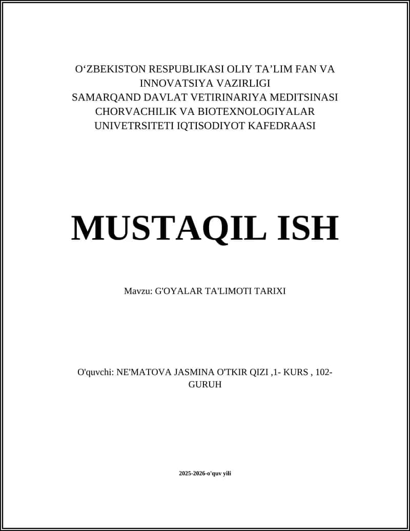 G'OYALAR TA'LIMOTI TARIXI