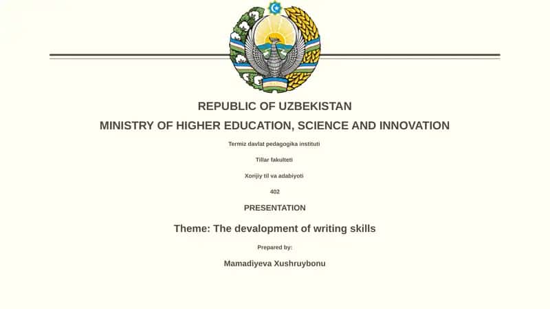 Presentation on The Development of Writing Skills