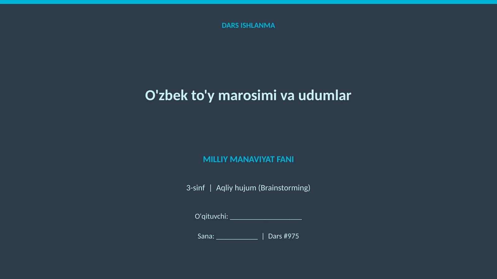 O'zbek to'y marosimi va udumlar