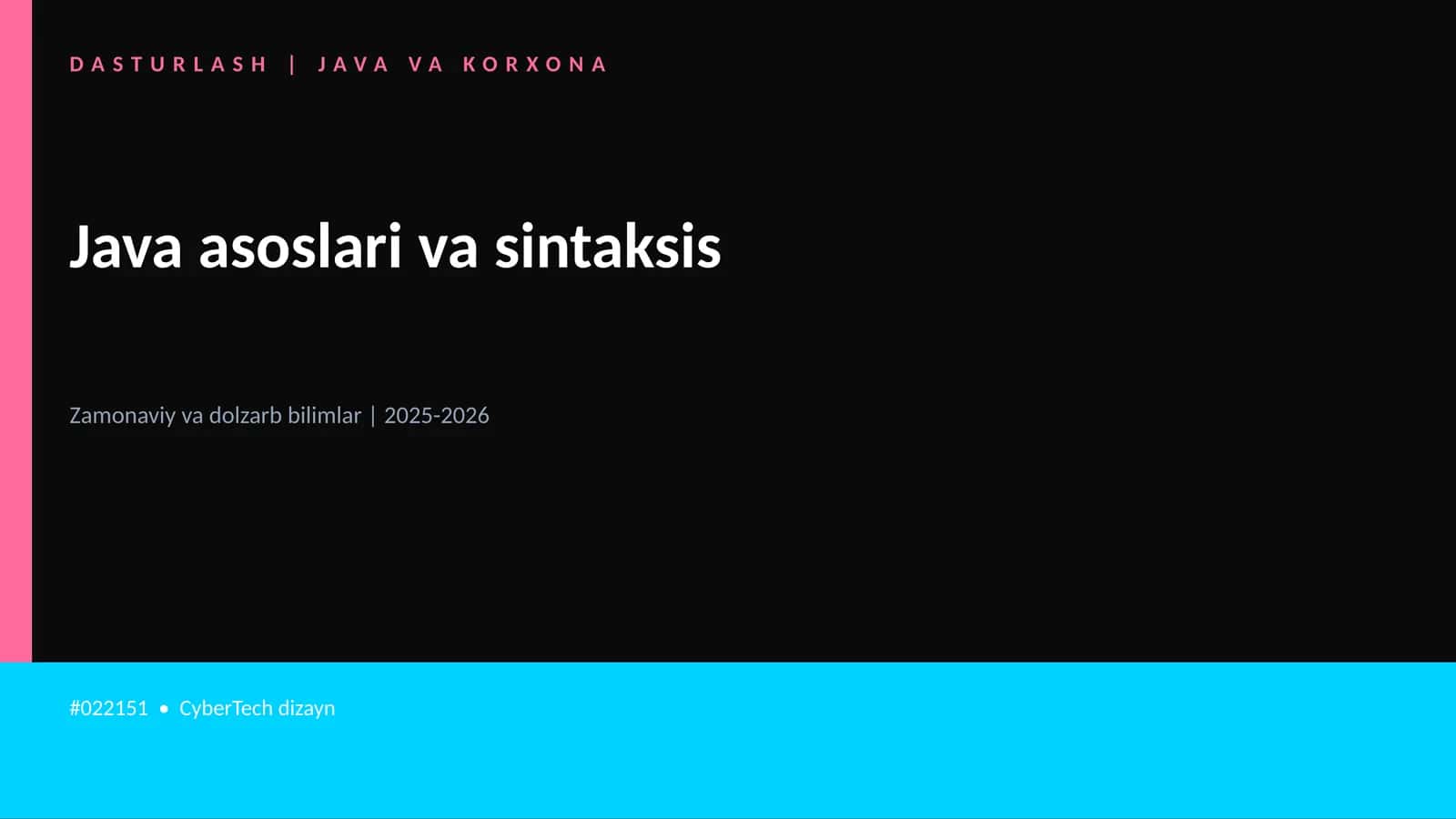 DASTURLASH | JAVA VA KORXONA