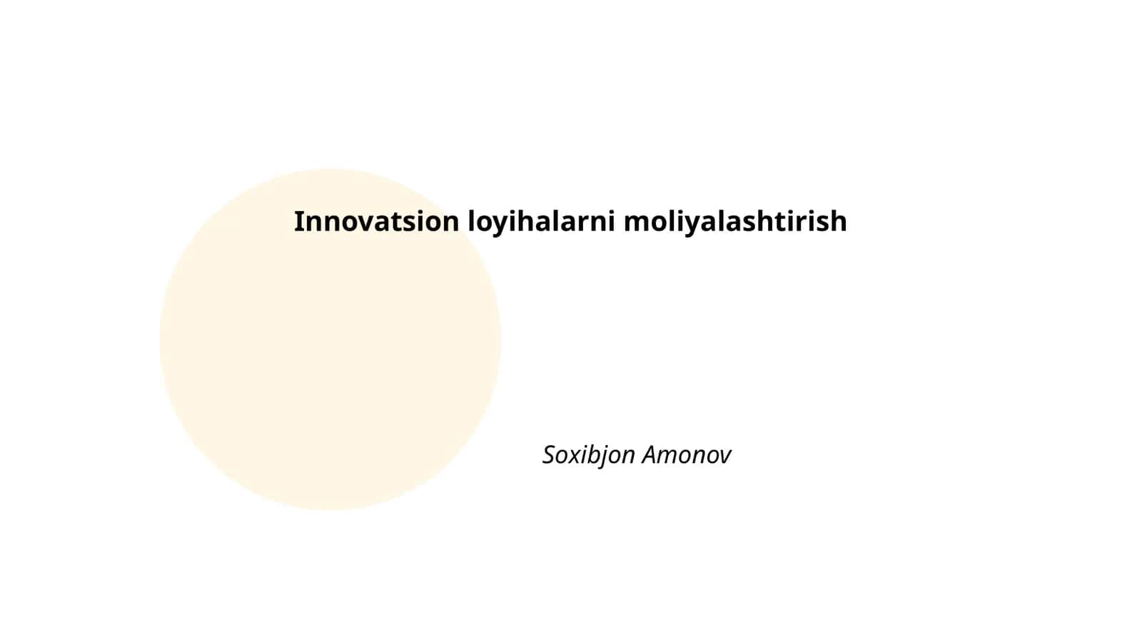 Innovatsion loyihalarni moliyalashtirish