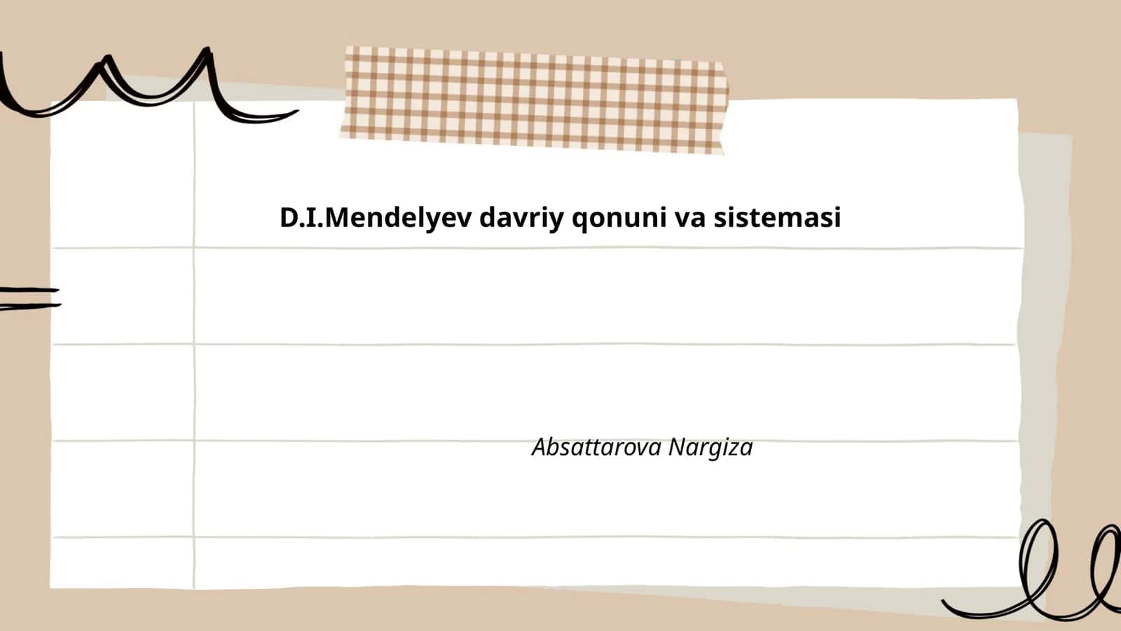 D.I.Mendelyev davriy qonuni va sistemasi