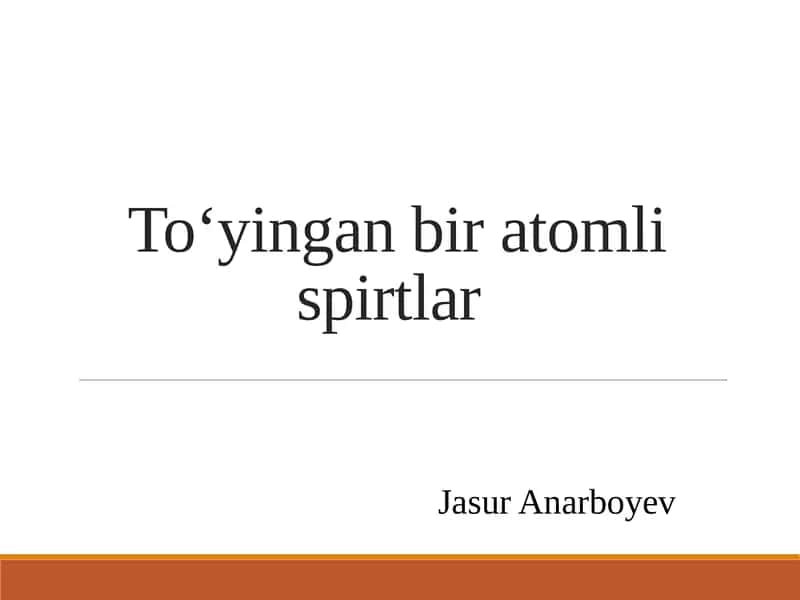 To‘yingan bir atomlispirtlar