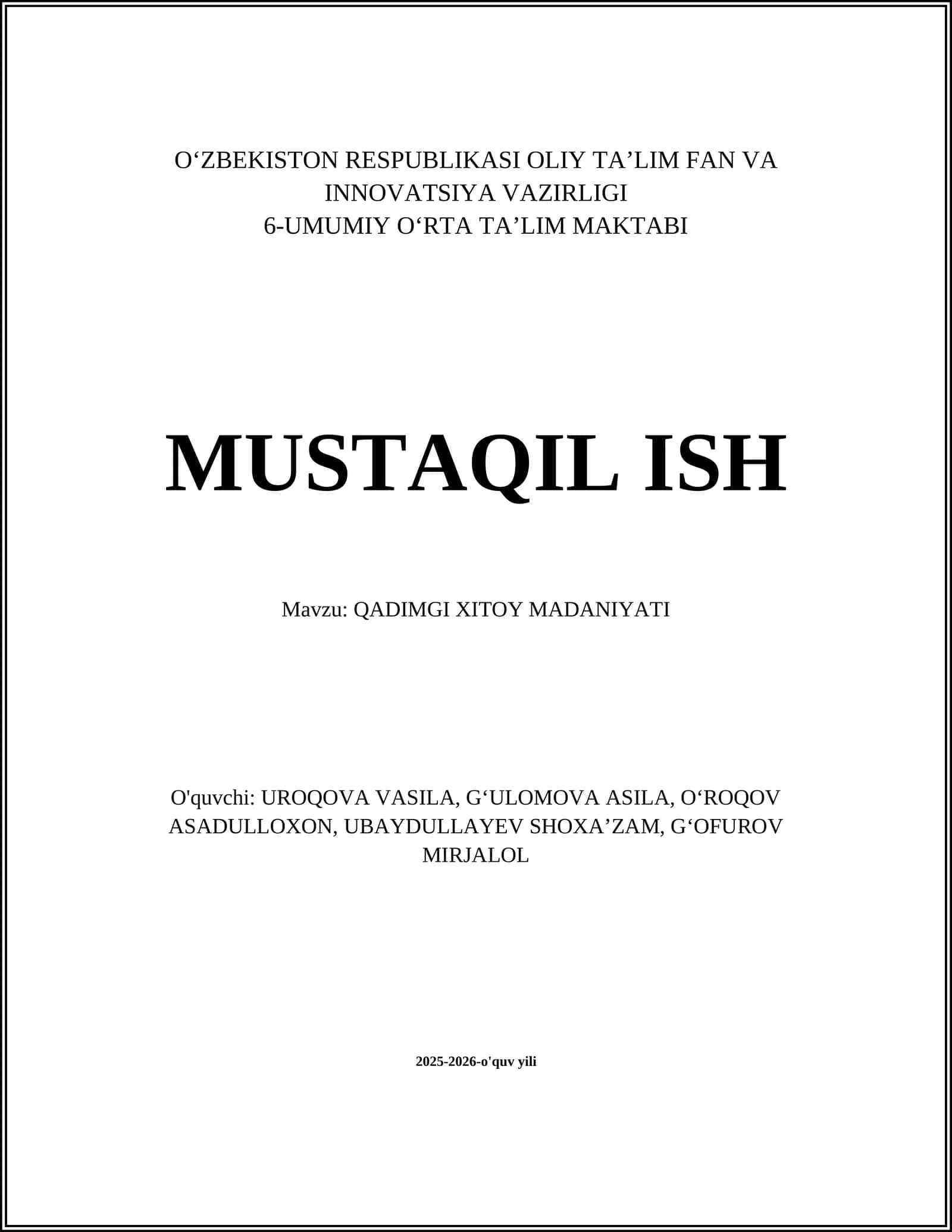 QADIMGI XITOY MADANIYATI