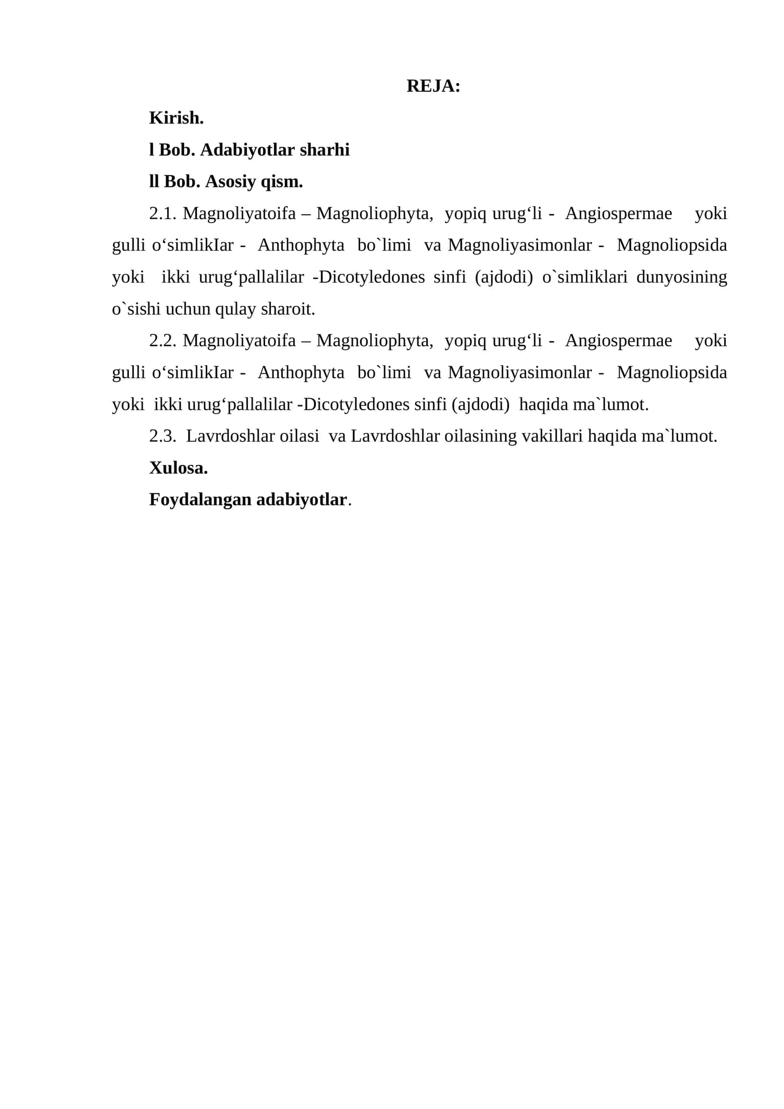 Bob. Adabiyotlar sharhi