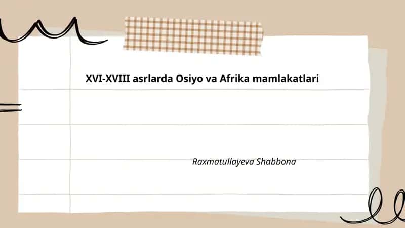 XVI-XVIII asrlarda Osiyo va Afrika mamlakatlari