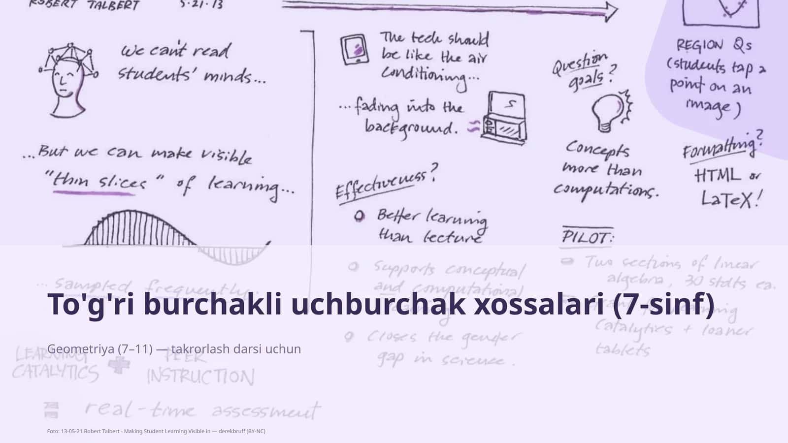 To'g'ri burchakli uchburchak xossalari (7-sinf)