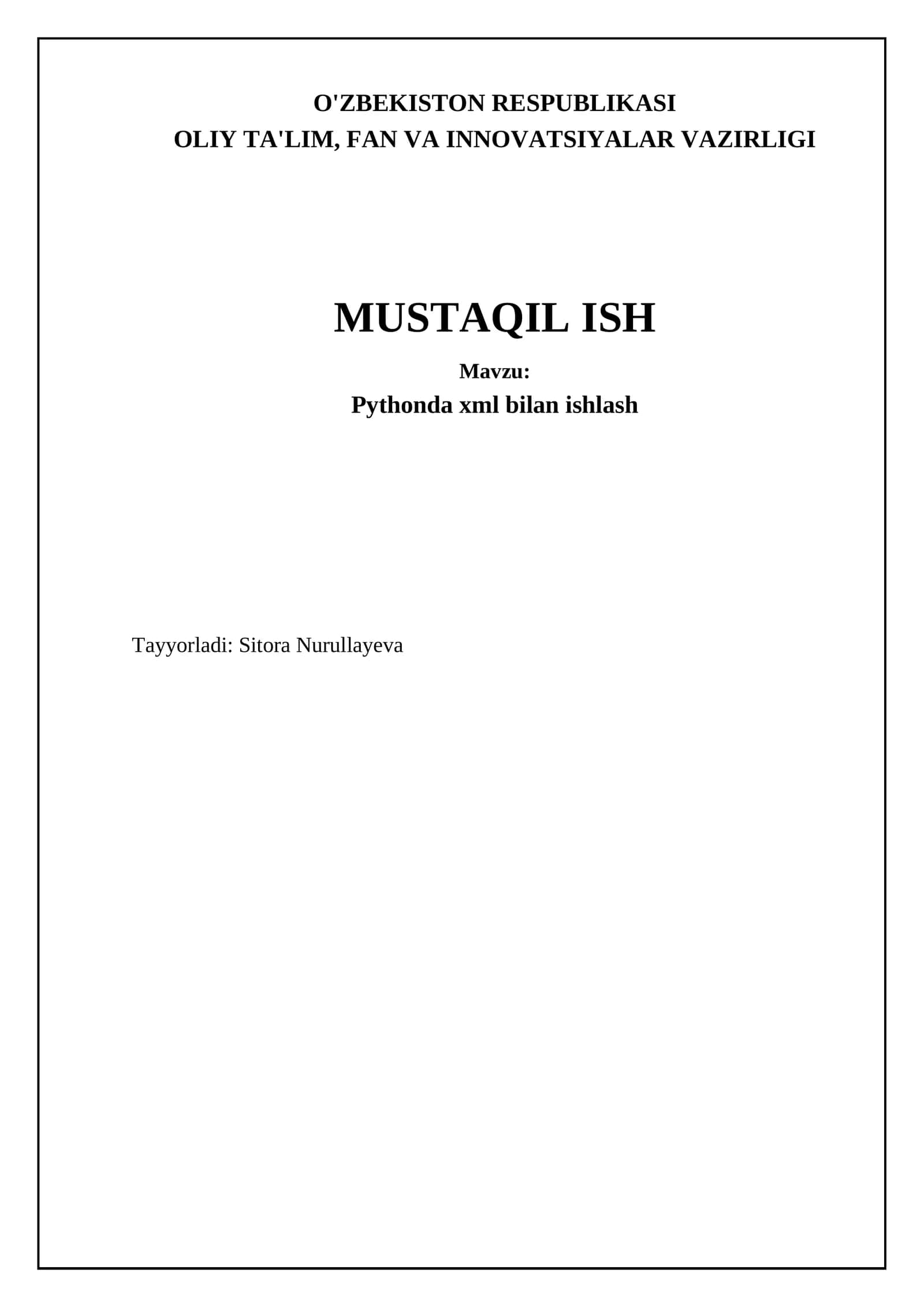 Pythonda xml bilan ishlash