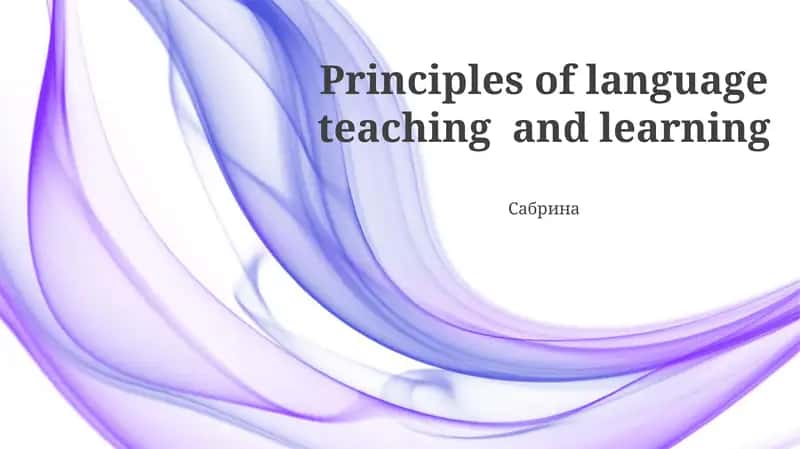 Principles of Language Teaching and Learning