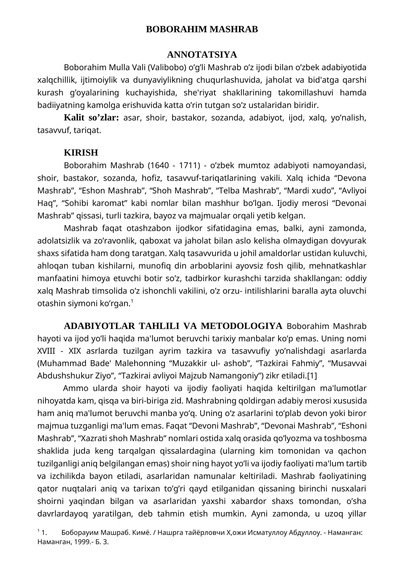 BOBORAHIM MASHRAB