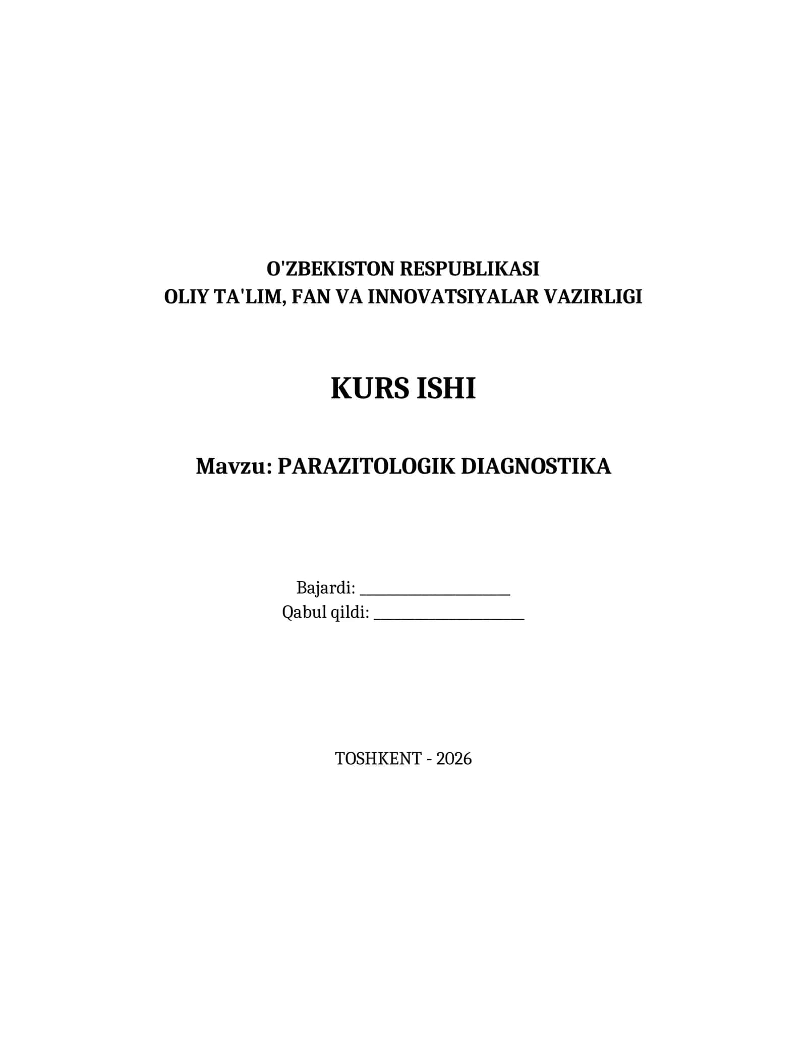 PARAZITOLOGIK DIAGNOSTIKA
