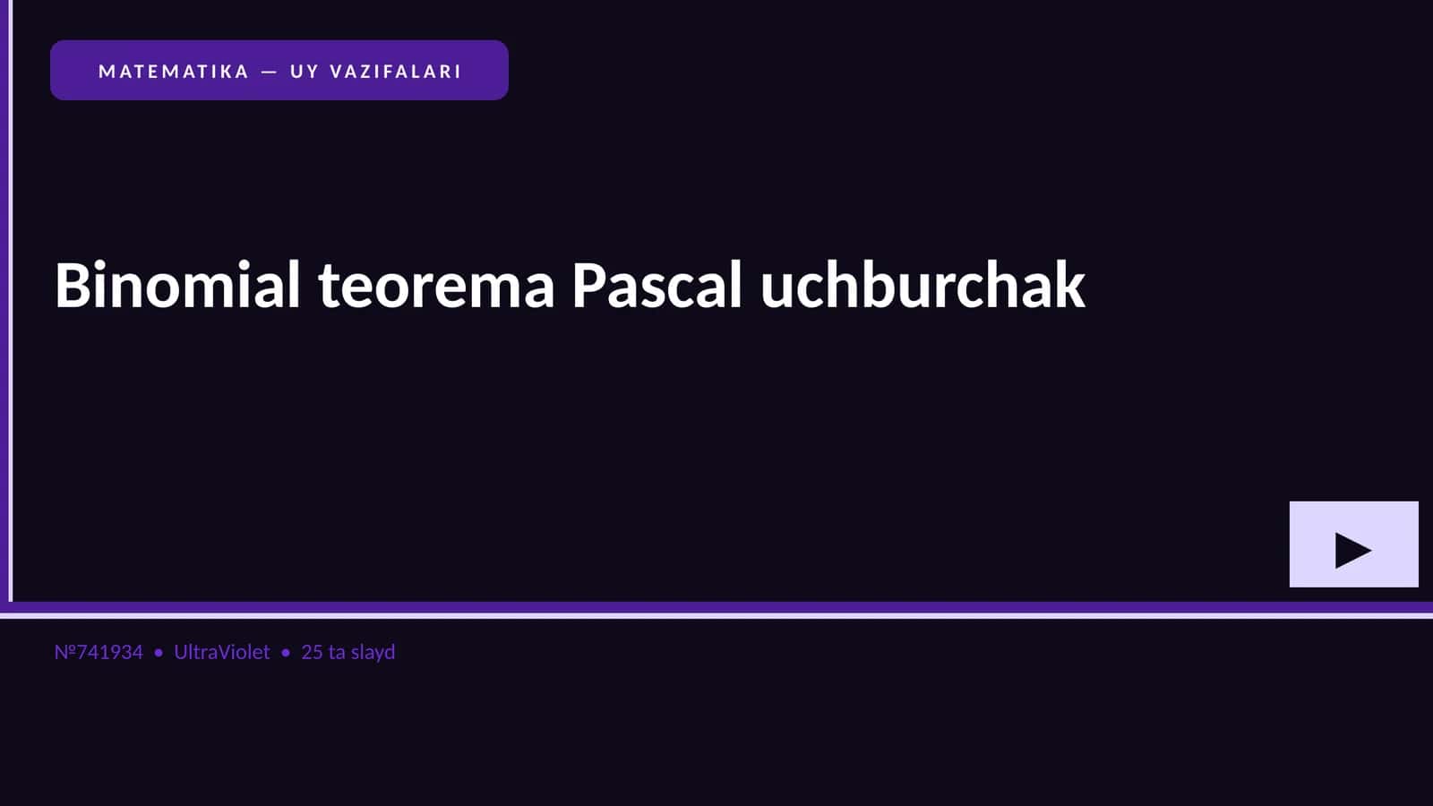 Binomial teorema Pascal uchburchak
