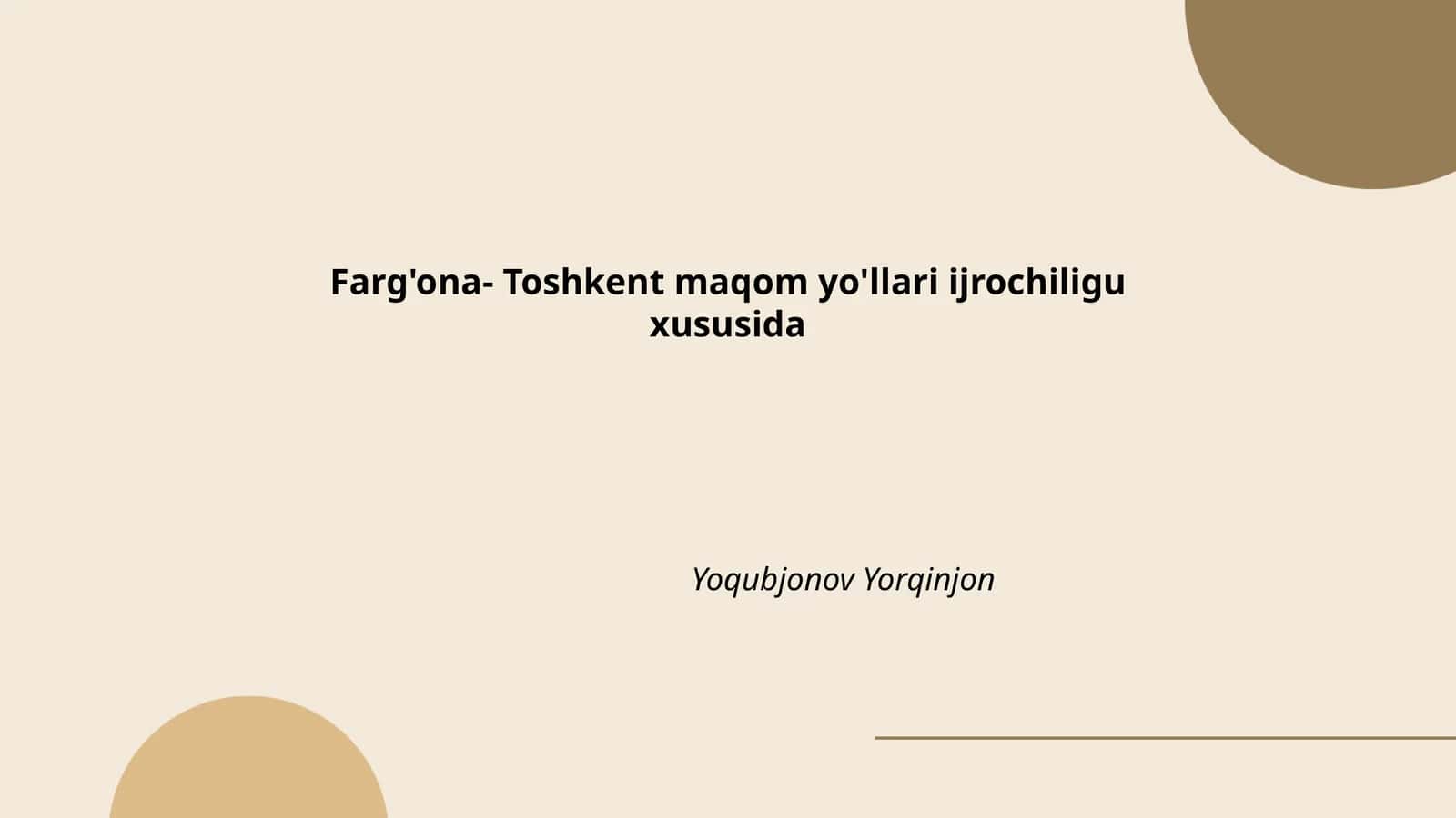 Farg'ona-Toshkent maqom yo'llari