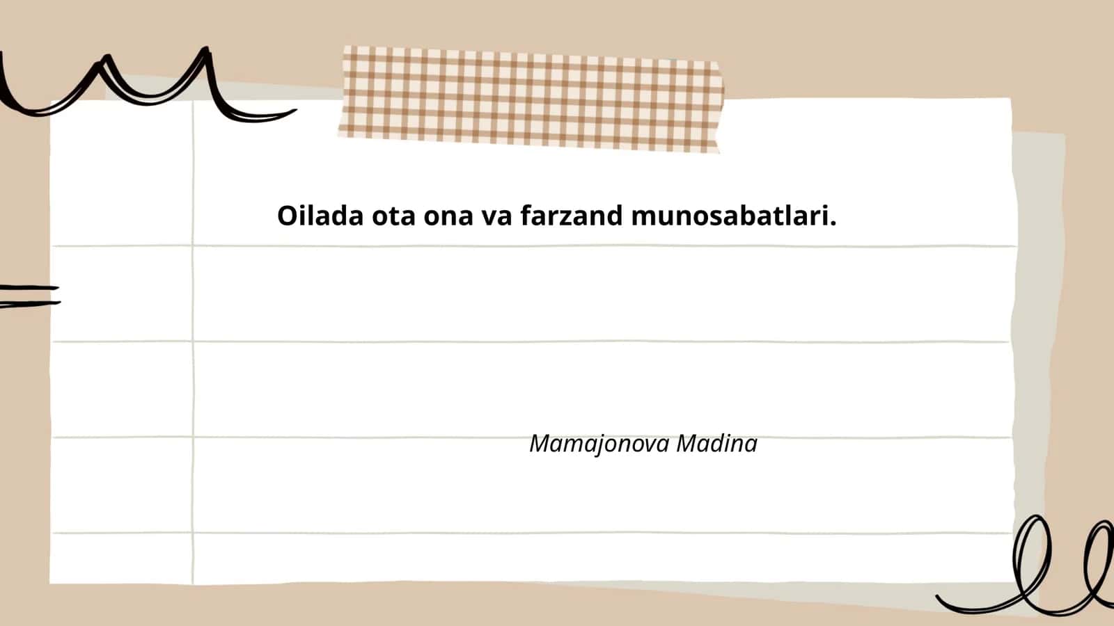 Oilada ota ona va farzand munosabatlari