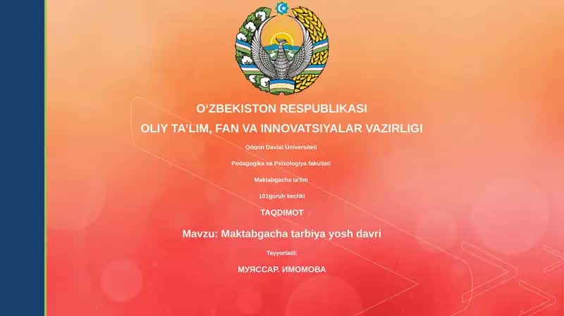 Maktabgacha tarbiya yosh davri