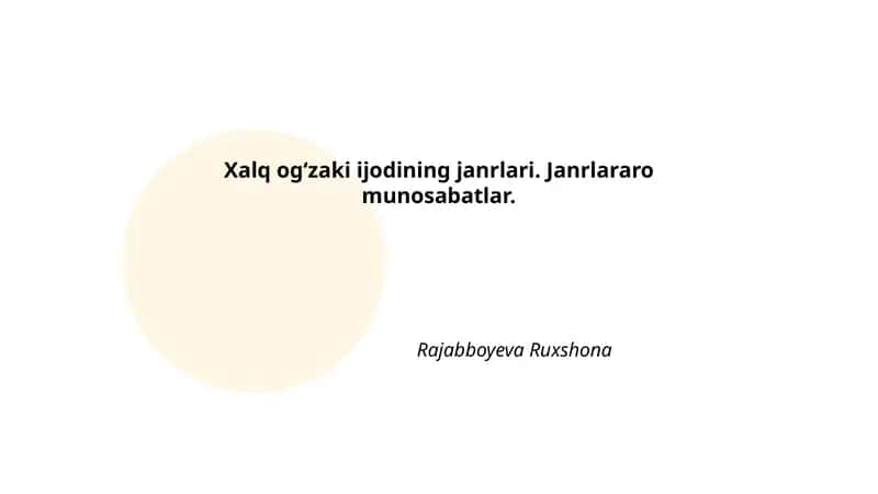 Xalq ogʻzaki ijodining janrlari
