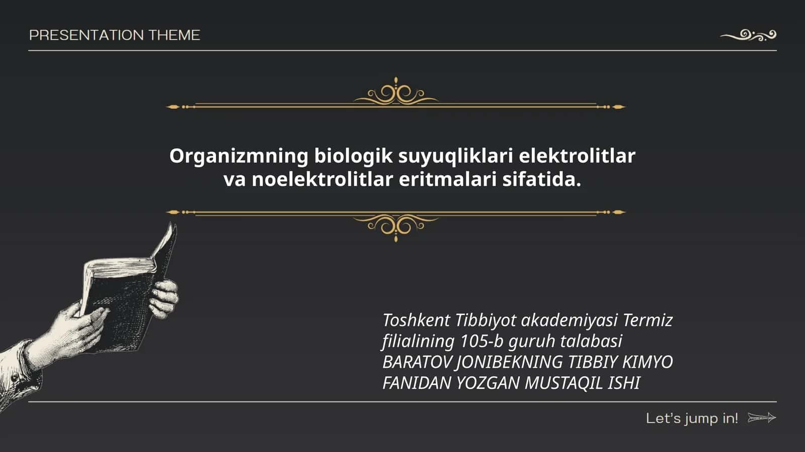 Organizmning biologik suyuqliklari elektrolitlar va noelektrolitlar eritmalari sifatida