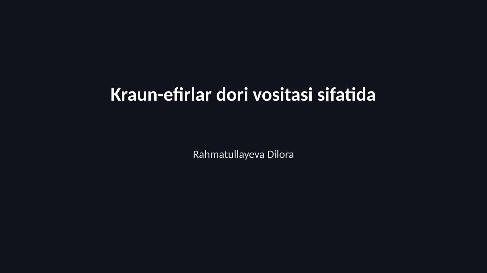 Kraun-efirlar dori vositasi sifatida