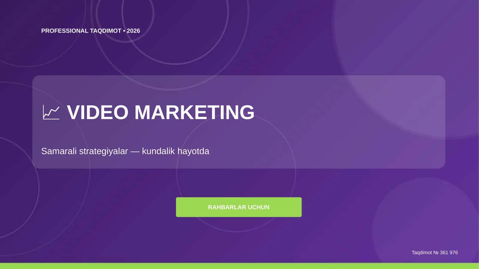 Video marketing: samarali strategiyalar (kundalik hayotda) [rahbarlar uchun]